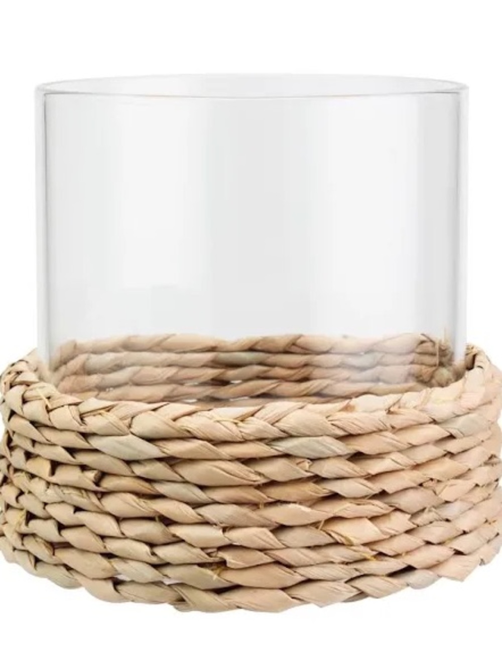 New BHG Water Hyacinth Hurricane Candle Holder with Clear Glass 7.09 in W x 6.69